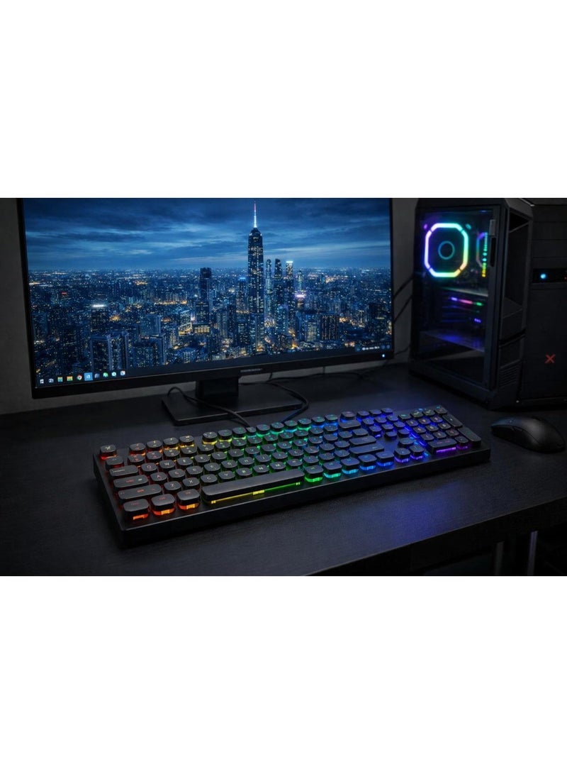 Hacker RGB Mechanical Gaming Keyboard with Round Keycaps – Wired USB – Full Size with Numeric Keypad - Image 1
